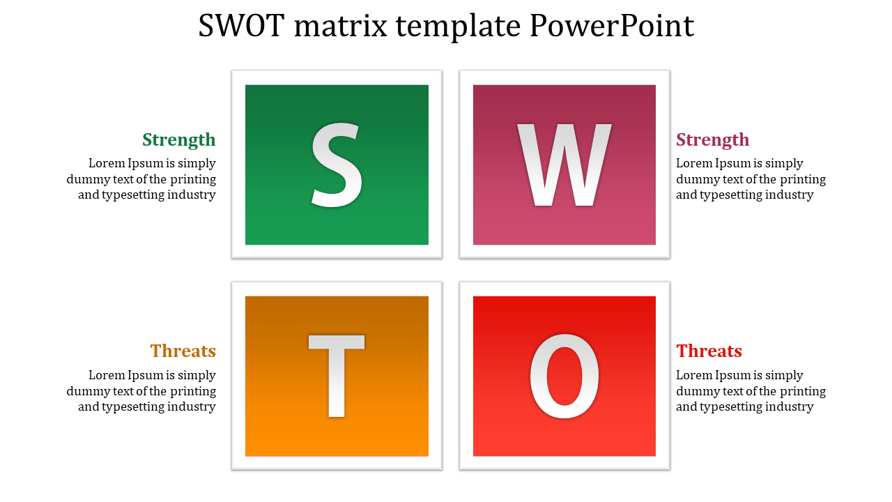 Multicolor SWOT Matrix Template PowerPoint-Four Node